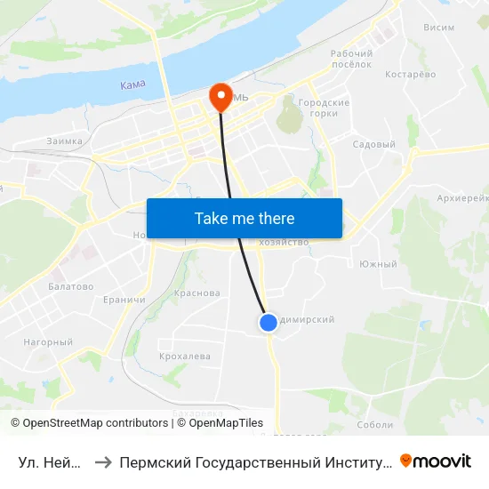 Ул. Нейвинская to Пермский Государственный Институт Искусства И Культуры map