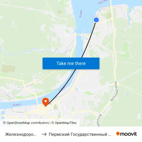 Железнодорожная Ст. Левшино to Пермский Государственный Институт Искусства И Культуры map
