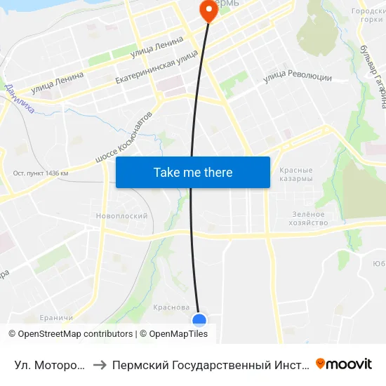 Ул. Моторостроителей to Пермский Государственный Институт Искусства И Культуры map
