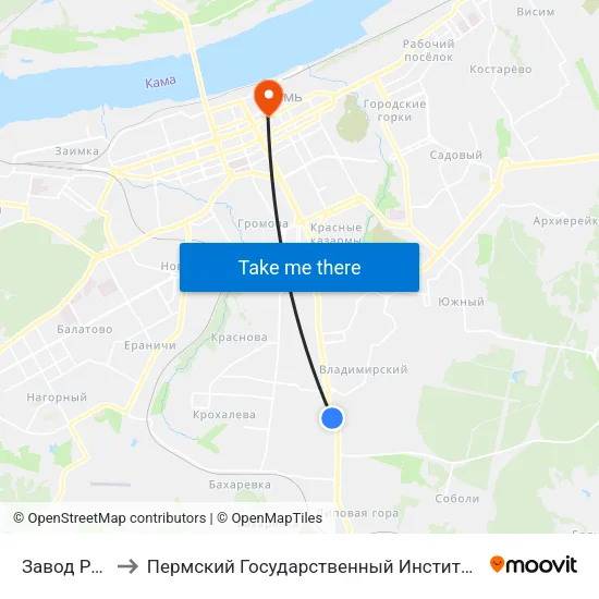 Завод Редуктор to Пермский Государственный Институт Искусства И Культуры map