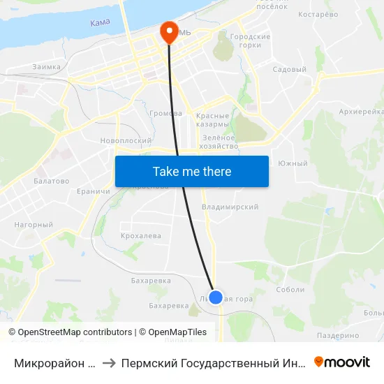 Микрорайон Липовая Гора to Пермский Государственный Институт Искусства И Культуры map