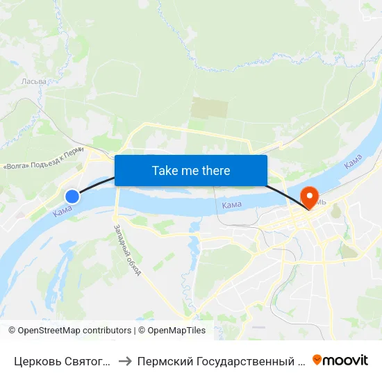 Церковь Святого Князя Владимира to Пермский Государственный Институт Искусства И Культуры map