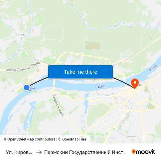 Ул. Кировоградская to Пермский Государственный Институт Искусства И Культуры map