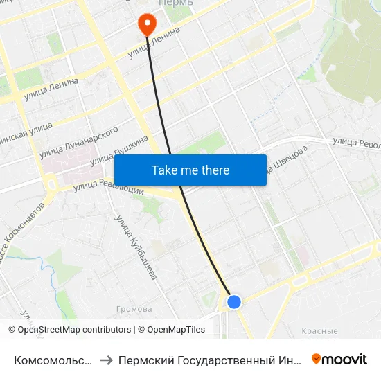 Комсомольская Площадь to Пермский Государственный Институт Искусства И Культуры map