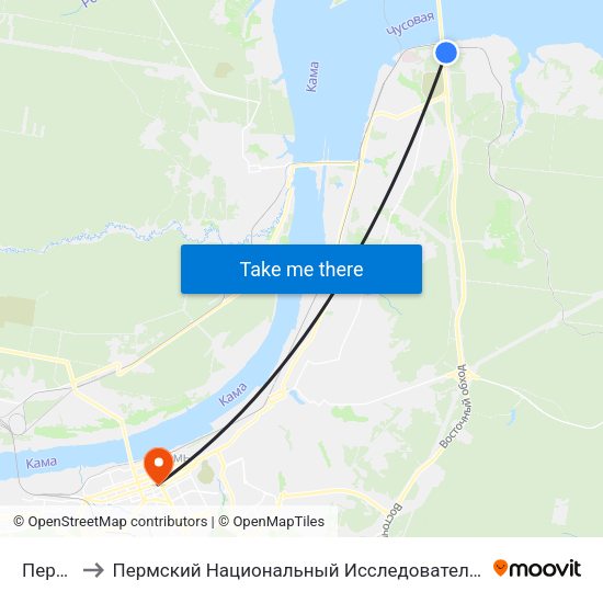 Переправа to Пермский Национальный Исследовательский Политехнический Университет map