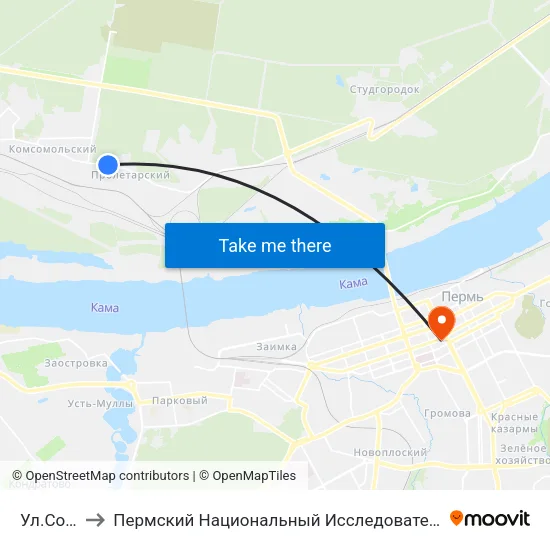 Ул.Сочинская to Пермский Национальный Исследовательский Политехнический Университет map