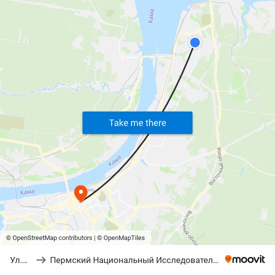 Ул.Фрунзе to Пермский Национальный Исследовательский Политехнический Университет map