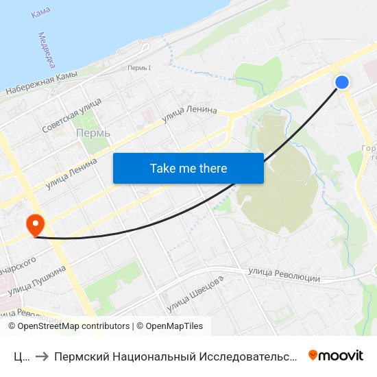 Цирк to Пермский Национальный Исследовательский Политехнический Университет map