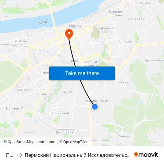 Почта to Пермский Национальный Исследовательский Политехнический Университет map