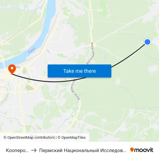 Кооперотив "Парма" to Пермский Национальный Исследовательский Политехнический Университет map
