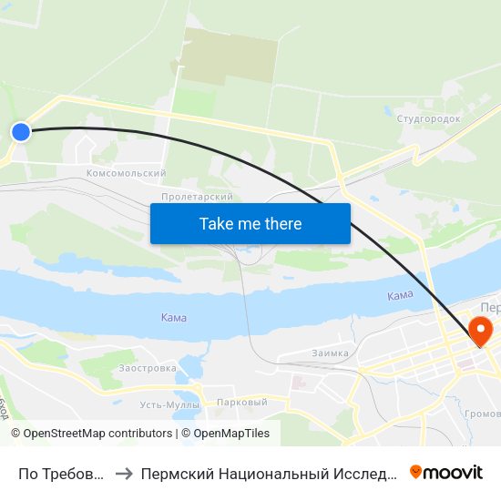 По Требованию (Г.Лядова) to Пермский Национальный Исследовательский Политехнический Университет map