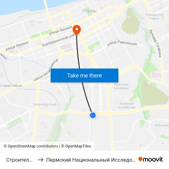 Строительный Факультет to Пермский Национальный Исследовательский Политехнический Университет map