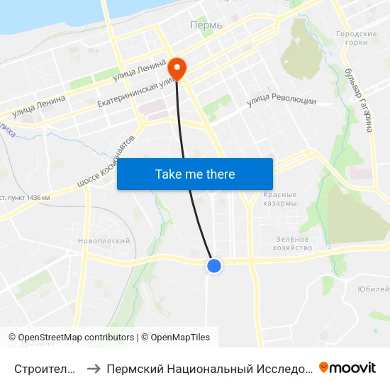 Строительный Факультет to Пермский Национальный Исследовательский Политехнический Университет map