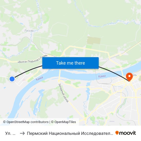 Ул. Победы to Пермский Национальный Исследовательский Политехнический Университет map