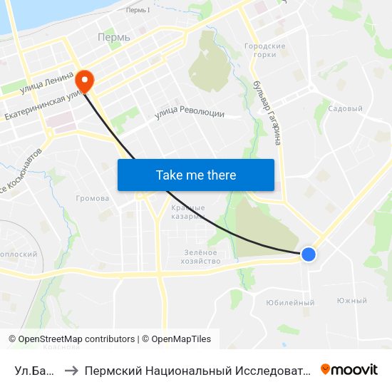Ул.Балхашская to Пермский Национальный Исследовательский Политехнический Университет map