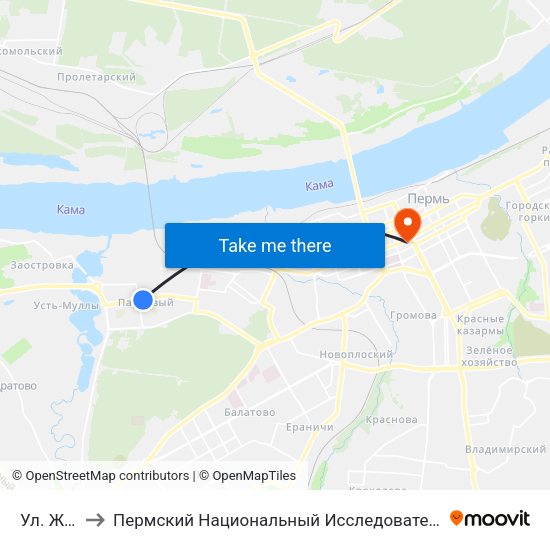 Ул. Желябова to Пермский Национальный Исследовательский Политехнический Университет map