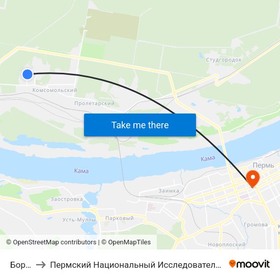 Боровики to Пермский Национальный Исследовательский Политехнический Университет map