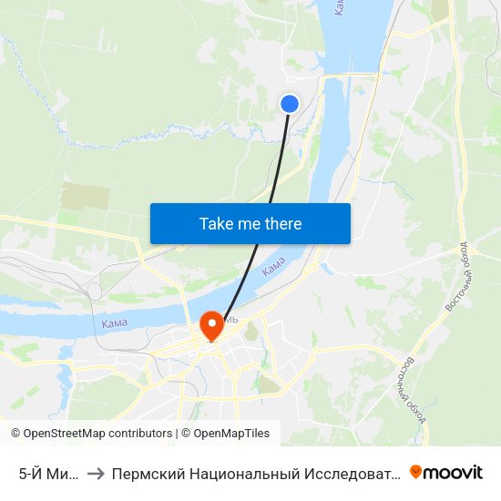 5-Й Микрорайон to Пермский Национальный Исследовательский Политехнический Университет map