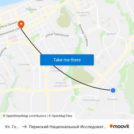 Ул. Горловская to Пермский Национальный Исследовательский Политехнический Университет map