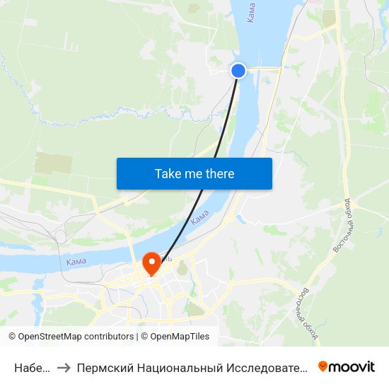 Набережная to Пермский Национальный Исследовательский Политехнический Университет map