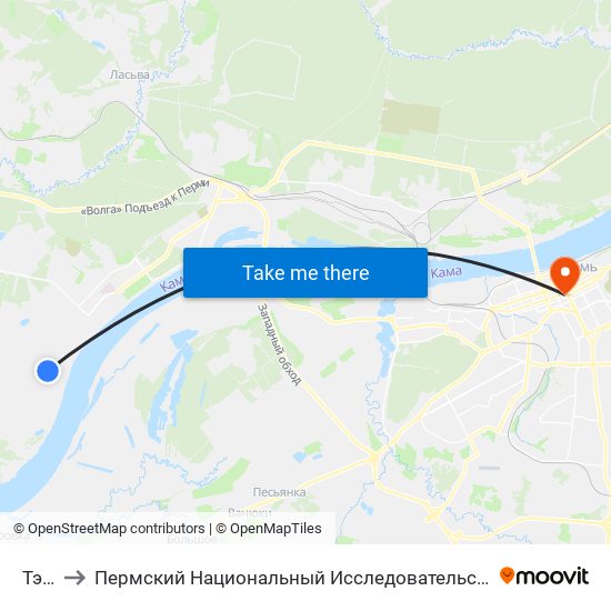 Тэц-17 to Пермский Национальный Исследовательский Политехнический Университет map