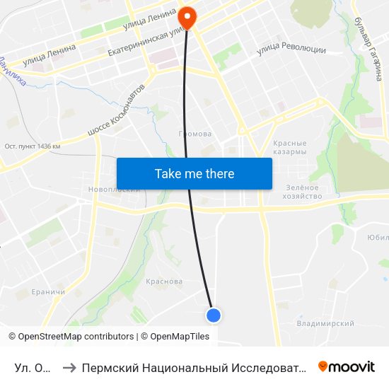 Ул. Обвинская to Пермский Национальный Исследовательский Политехнический Университет map