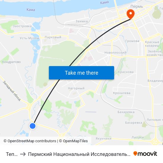 Теплицы to Пермский Национальный Исследовательский Политехнический Университет map