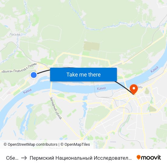 Сбербанк to Пермский Национальный Исследовательский Политехнический Университет map