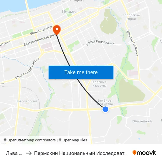 Льва Шатрова to Пермский Национальный Исследовательский Политехнический Университет map