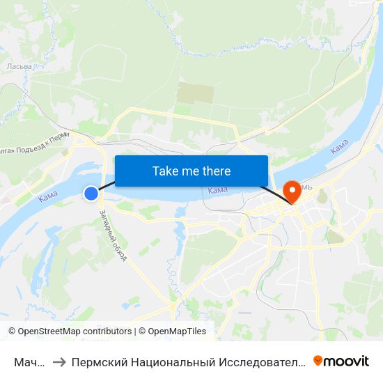 Мачтобаза to Пермский Национальный Исследовательский Политехнический Университет map