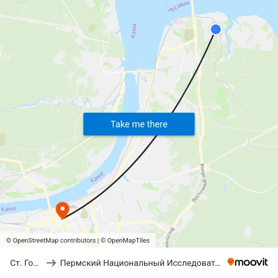 Ст. Голованово to Пермский Национальный Исследовательский Политехнический Университет map