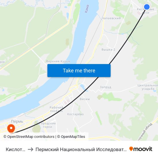 Кислотные Дачи to Пермский Национальный Исследовательский Политехнический Университет map