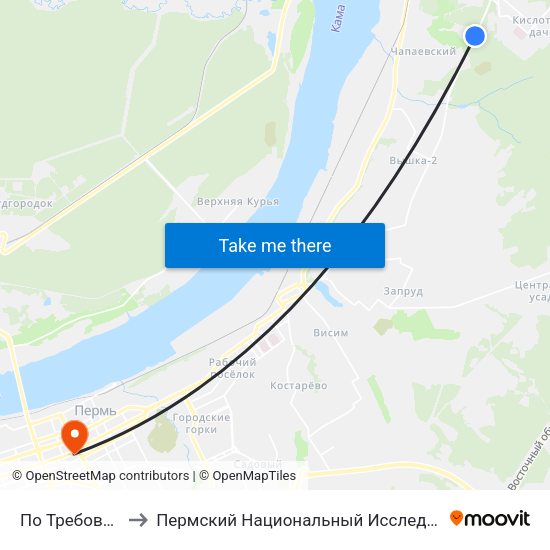 По Требованию (Целинная) to Пермский Национальный Исследовательский Политехнический Университет map