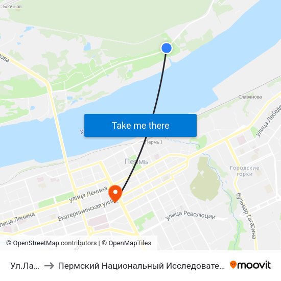 Ул.Лабинская to Пермский Национальный Исследовательский Политехнический Университет map