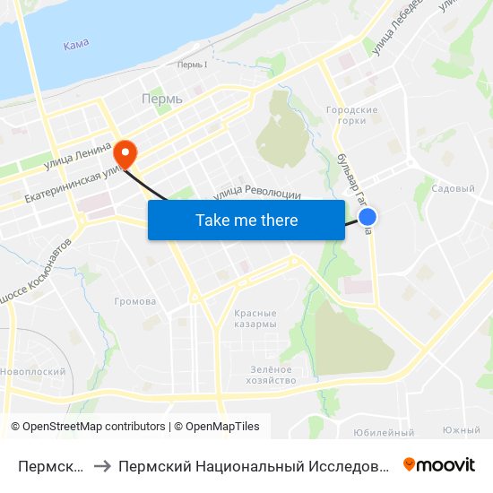 Пермская Ярмарка to Пермский Национальный Исследовательский Политехнический Университет map