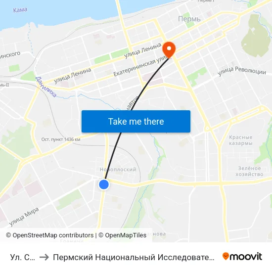 Ул. Сивкова to Пермский Национальный Исследовательский Политехнический Университет map
