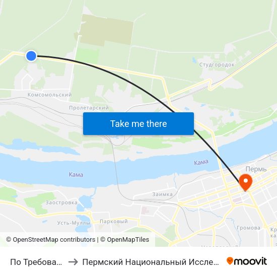 По Требованию (Ул. Якутская) to Пермский Национальный Исследовательский Политехнический Университет map