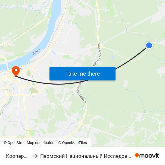 Кооператив Лесное to Пермский Национальный Исследовательский Политехнический Университет map