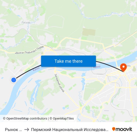Рынок (Закамск) to Пермский Национальный Исследовательский Политехнический Университет map