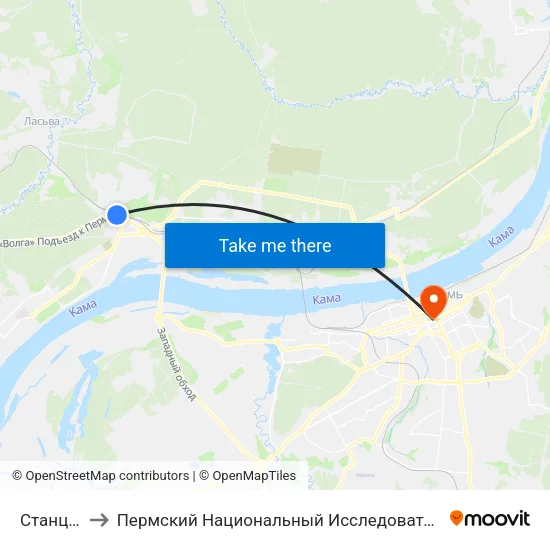 Станция Курья to Пермский Национальный Исследовательский Политехнический Университет map