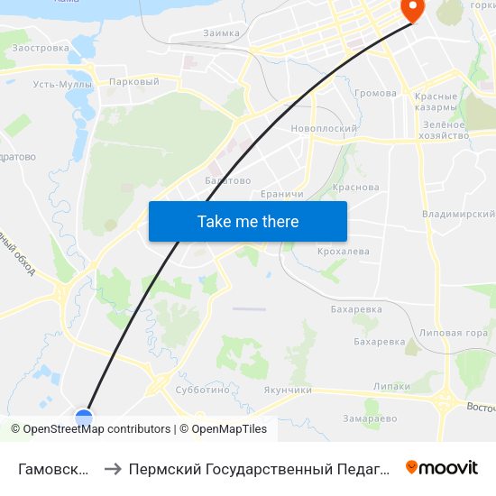 Гамовский Тракт to Пермский Государственный Педагогический Университет map