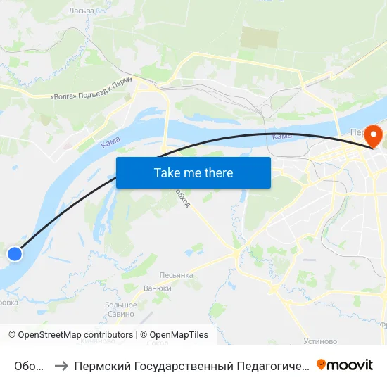 Оборино to Пермский Государственный Педагогический Университет map