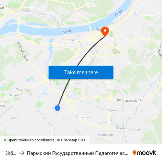 Жбк-2 to Пермский Государственный Педагогический Университет map
