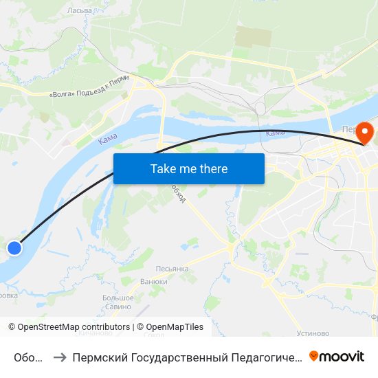 Оборино to Пермский Государственный Педагогический Университет map