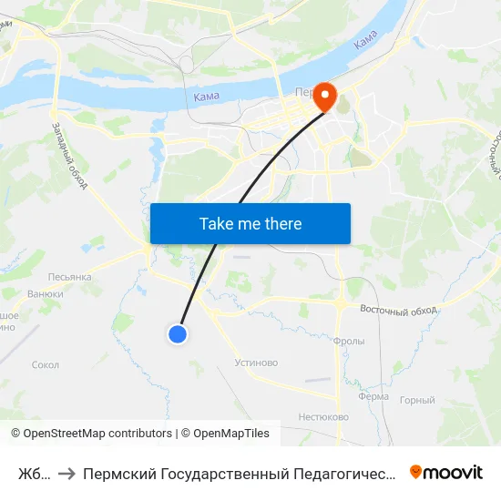 Жбк-2 to Пермский Государственный Педагогический Университет map