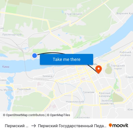 Пермский Э М Завод to Пермский Государственный Педагогический Университет map