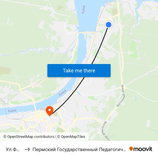 Ул.Фрунзе to Пермский Государственный Педагогический Университет map