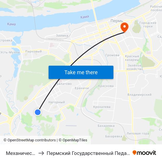 Механический Завод to Пермский Государственный Педагогический Университет map
