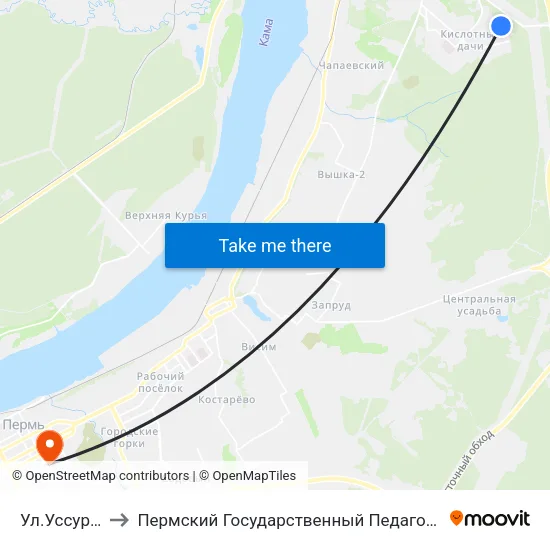 Ул.Уссурийская to Пермский Государственный Педагогический Университет map