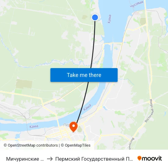 Мичуринские Сады (49 М-Т) to Пермский Государственный Педагогический Университет map